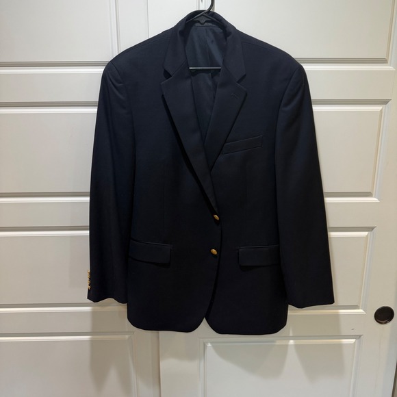 Lauren Ralph Lauren Blazer Gold Buttons Navy Blue Classic Coat Jacket Size 43R‎ - Picture 1 of 10